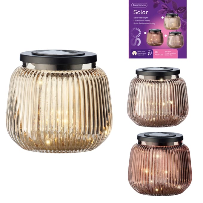 Tafellamp Solar LED Bruin 13 cm - Warm Wit Licht, IP44, Tot 6 Uur Brandduur