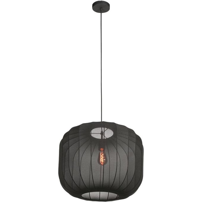 Hanglamp - zwart - Sable - metaal textiel - Ø 55cm - E27 - 4192ZW - Anne Lighting
