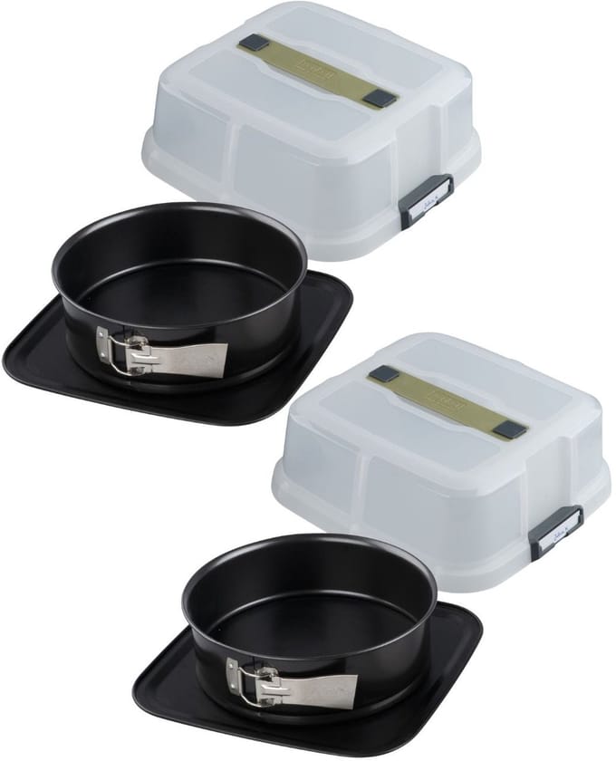 Set van 2 ronde scharniervormen 23 cm met deksel voor transport Zenker Bake Click and Go