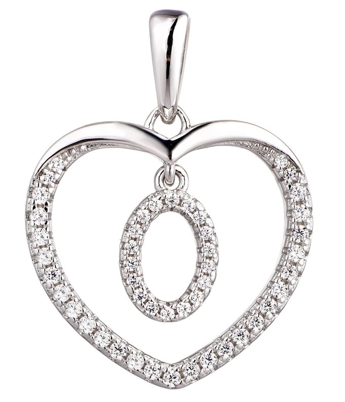 N3 Collecties 925 Hartje zilver Ketting met Hanger -Letter O