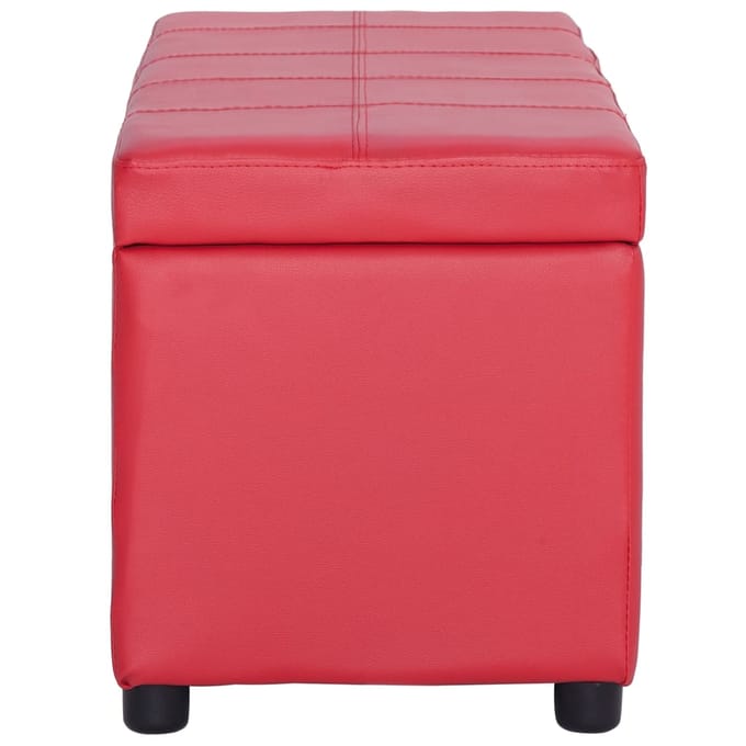 vidaXL - Bankje - met - opbergvak - 116 - cm - kunstleer - rood