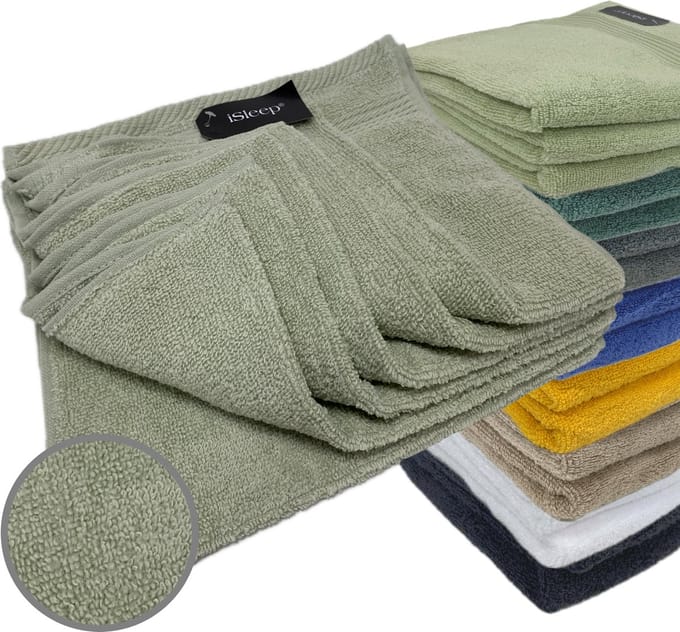 iSleep Terry Gastendoekje - 6 Stuks - 30x50 cm - Licht Groen