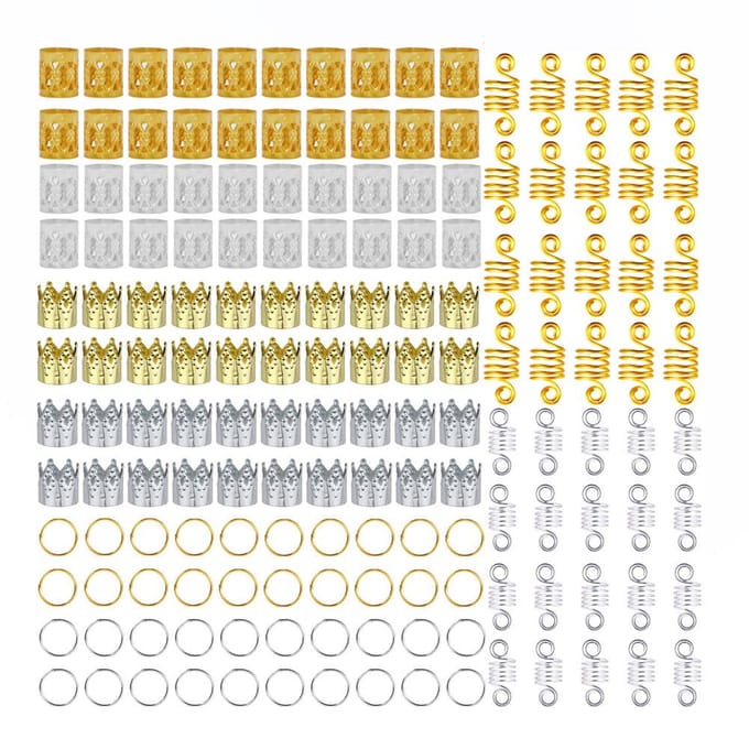 160 stuks Haarvlechtringen Dreadlocks Ring Holle Mode Haar Decoratie Accessoires beige