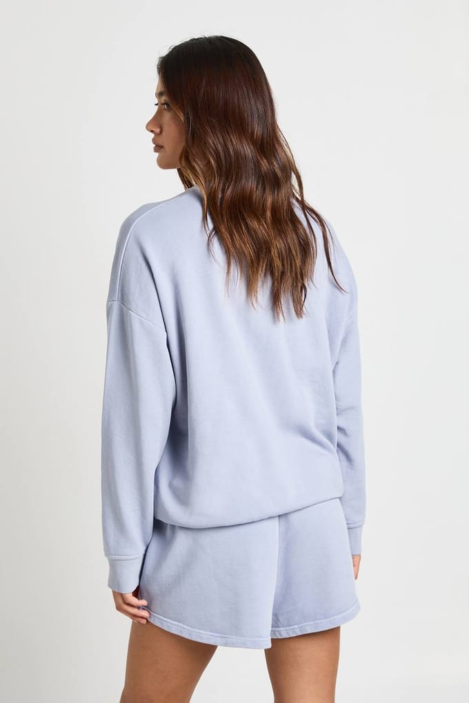 boohoo Dames Gewassen Distressed Loopback Sweatshirt | Blauw | Maat: Medium