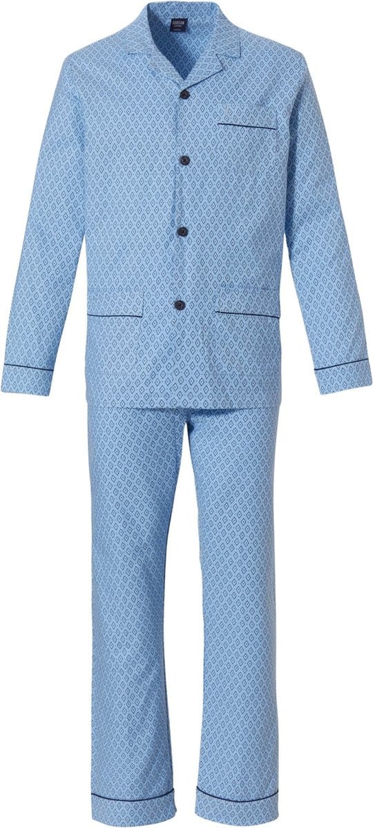 Robson Heren pyjama flanel knoopsluiting - 503 - 58 - Blauw