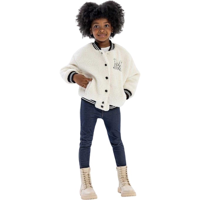 Minoti Meisjes Geborduurde Borg Jas (Off White)