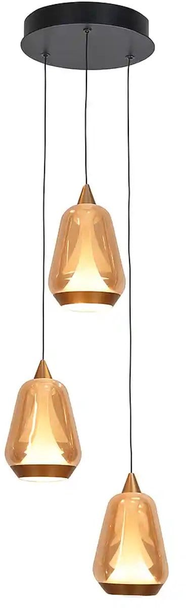 Highlight - Hanglamp Tromba 3 lichts Ø 22 cm amber zwart