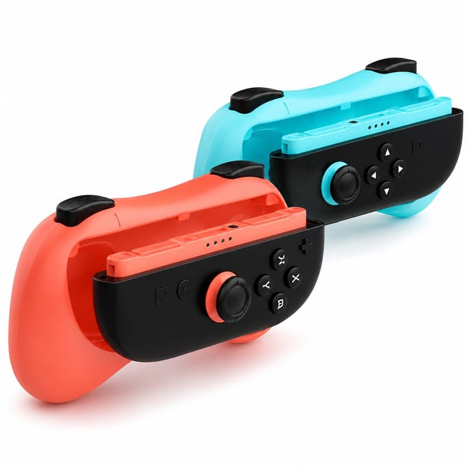 Sounix Joy Con Controller Grip geschikt voor Nintendo Switch 2 - Set van 2 - Met 2 Thumb Grips - Controller accessoire - Lite - Blauw/Rood
