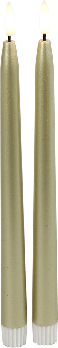 Countryfield Led dinerkaarsen - 2x st- goud -H28 cm - afstandsbediening