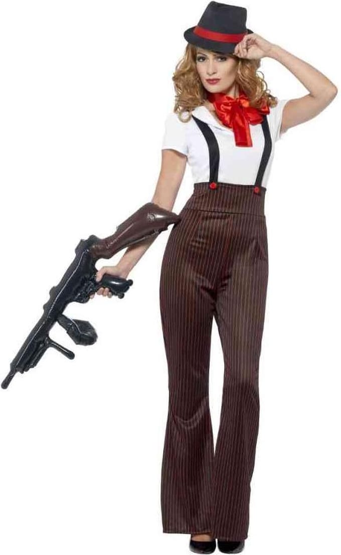 Smiffys - Glam Gangster Kostuum - XL - Zwart/Rood