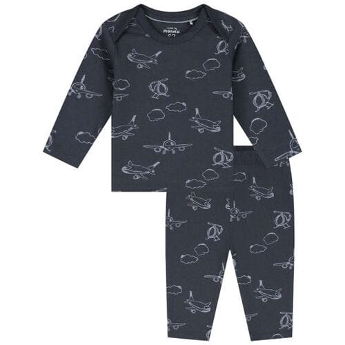 Prénatal baby pyjama vliegtuig Dark Bluegrey 62 heren