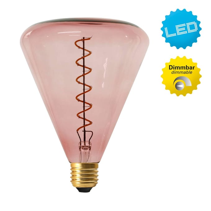 LED-lamp "Dilly" E27 Rood/Roze Dimbaar 4 Watt Diameter 14,5cm Hoogte 19cm