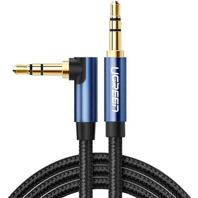 Ugreen - haakse - AUX-kabel - 2 - x - mini-jack - 3,5 - mm - 1,5 - m - blauw - (60180)