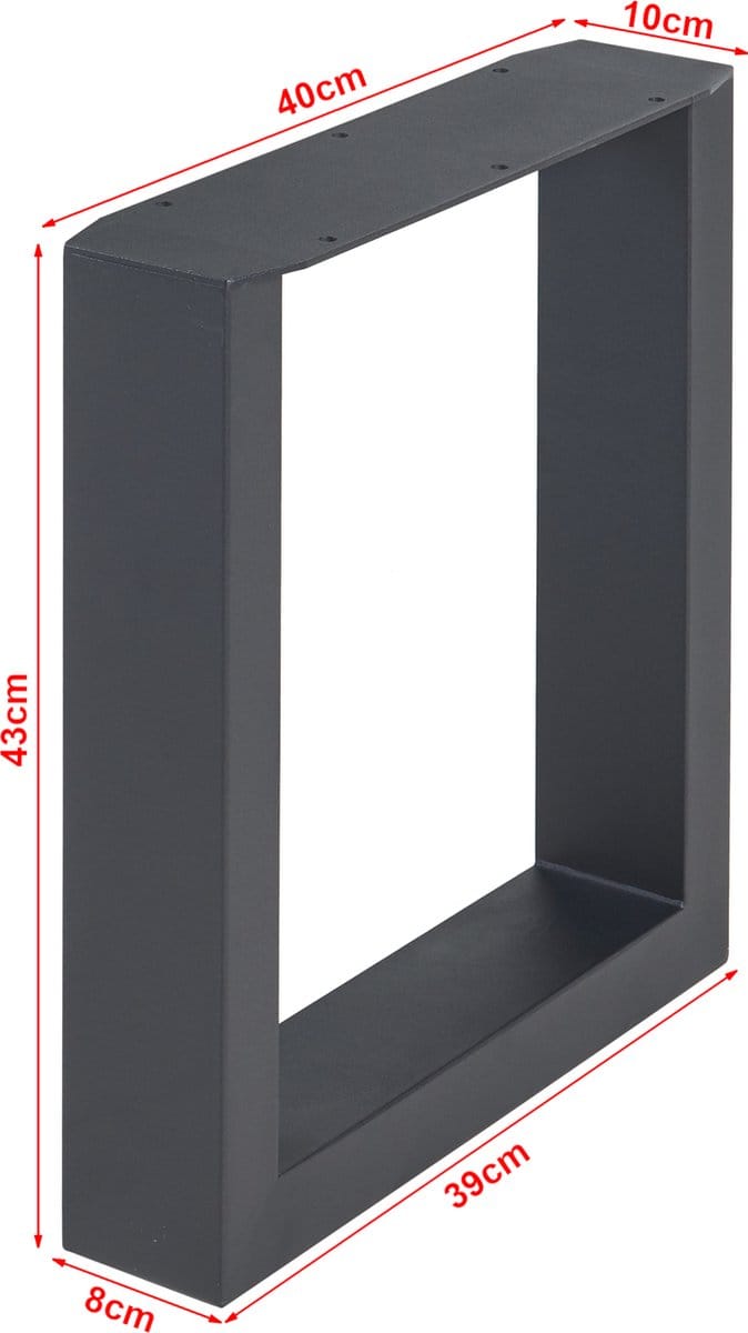 Stalen onderstel Makers set van 2 tafelpoot 43x40 cm zwart [en.casa]