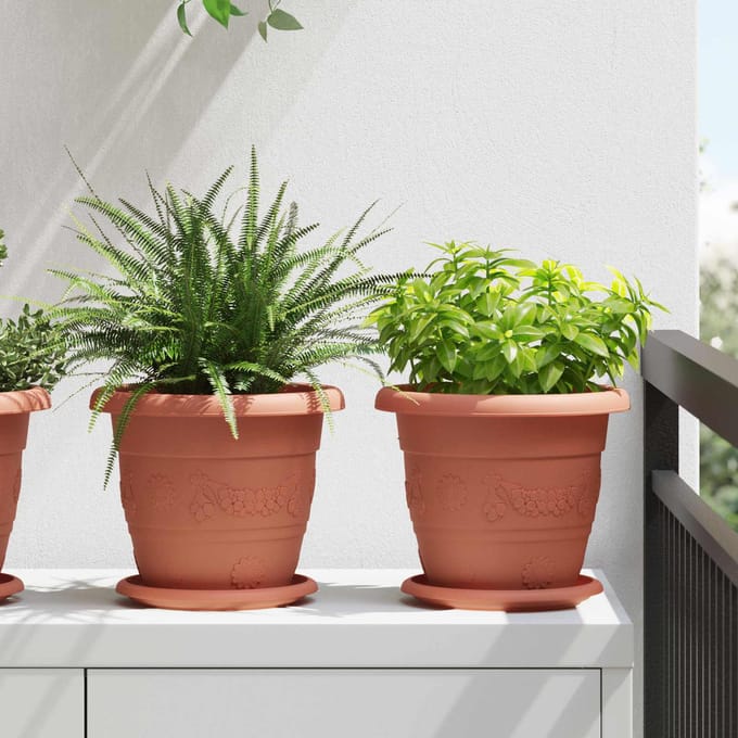 vidaXL Plantenpotten 6 st Baksteenrood Ø 22 x 18 cm Kunststof