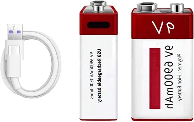 Oplaadbare Batterijen - 9V Lithium - Apparaten Voeden - USB Type-C Opladen - 6900mAh 4 Stuks - Zwart