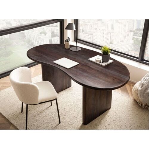 Wohnling Bureau acaciahout niervorm donkerbruin 180 cm