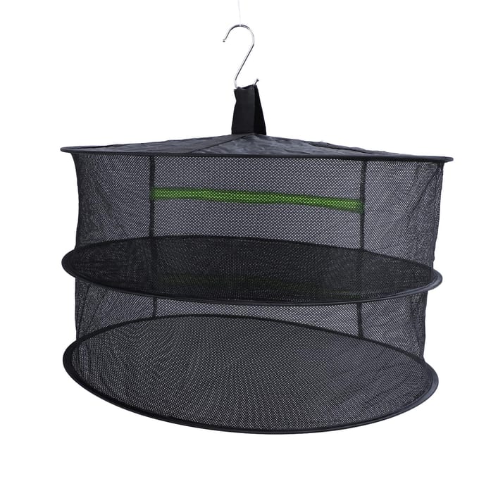 Kruidendroogrek met Ritsopening Meerlaags Multifunctioneel Hangend Plantendroognet voor Kweek 2 Layers black