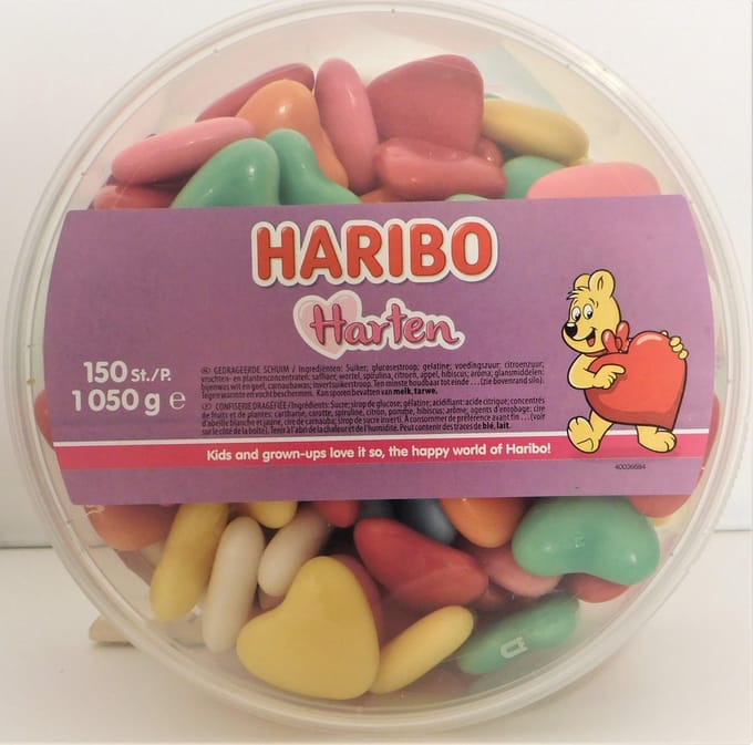 Haribo - Schuim Harten - 1 Silo a 150 Stuks - Schuimharten - Hartjes - Gekleurd - Vrolijk