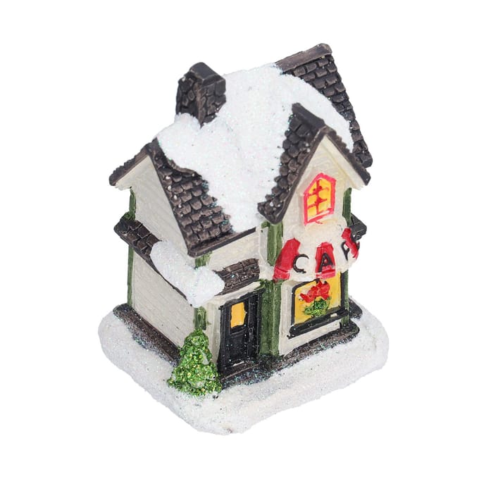 Kerstdorp Huis LED Kerst Hars Licht Huis met LED Licht Werkt op Batterijen white