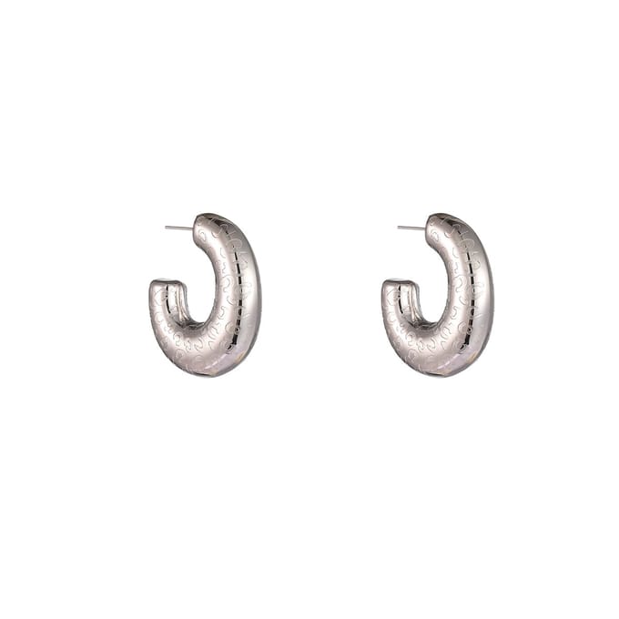 Go Dutch Label Oorknoppen Leopard Hollow Hoop Zilverkleurig