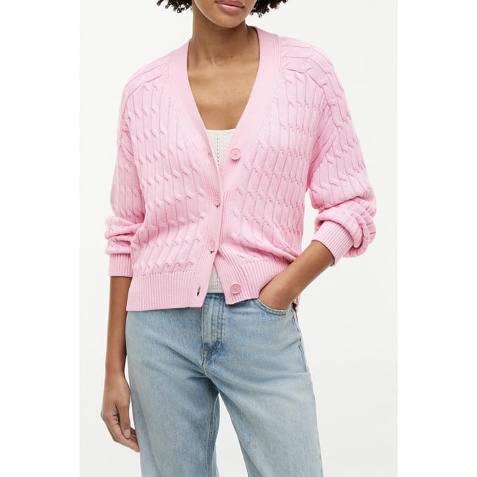 Tommy Hilfiger Mid Cable V-neck Ls Classic Pink Größe: XL | Cardigans Outlet | Damen | Rosa