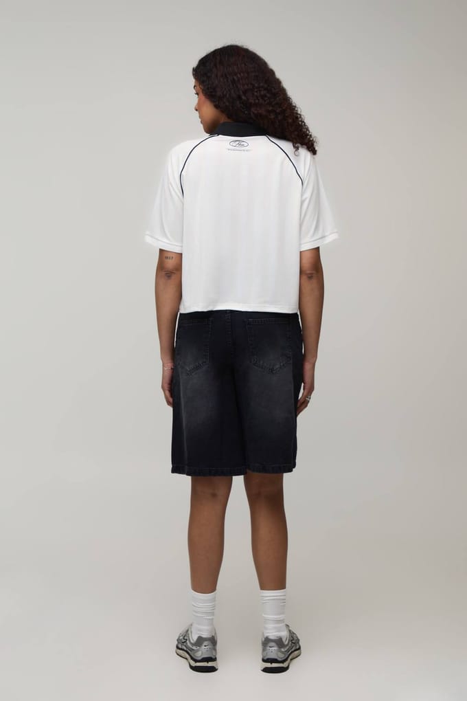 Gecropte Men's Print Voetbal Top | Ecru | Size XL