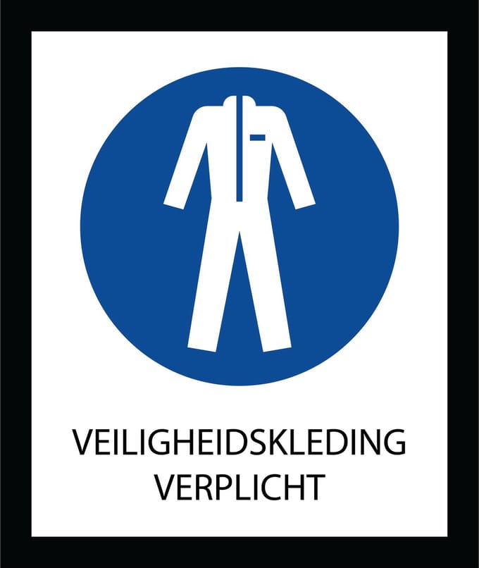Bord ISO7010 Geboden Veiligheidskleding Verplicht 20 x 24 cm