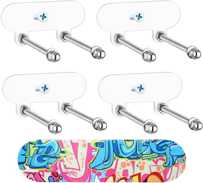 Skateboard Muurbeugel - Skateboard Hanger - Opslag en Display - Universele Compatibiliteit - 8 x 4.5 x 6.2 cm - Transparant
