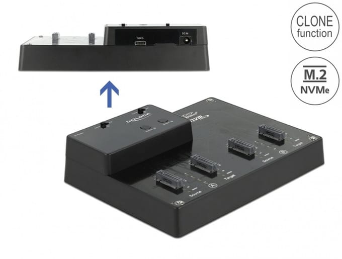Delock M.2 Docking Station for 4 x M.2 NVMe PCIe SSD with Clone function