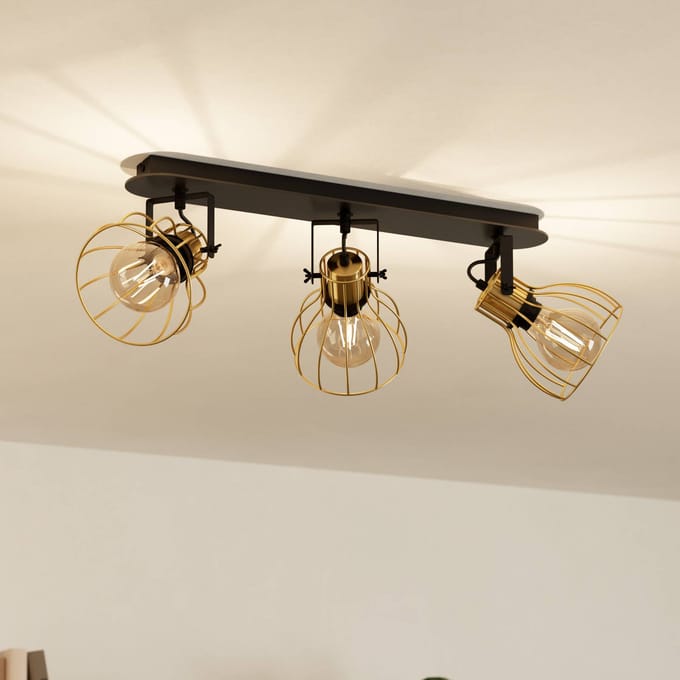 EGLO Sambatello Opbouwspot - E27 - 3-lichts - Zwart, Goud