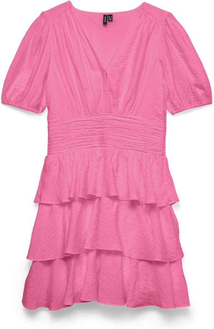 Vero Moda Jurk Vmlise 2/4 V-neck Short Dress Wvn E 10341663 Pink Cosmos Dames Maat - L