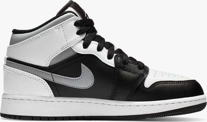 Nike Air Jordan 1 Mid GS, Black/White-LT Smoke Grey, 554725 073, EUR 36