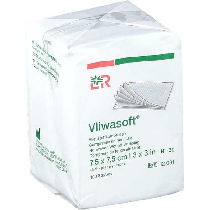 Lohmann & Rauscher Vliwasoft 7,5x7,5cm 12081 100 Compressen