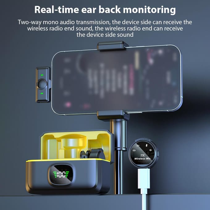 Reversmicrofoon Dubbele Microfoon Clip-on Microfoons Ruisonderdrukking Geen Vertraging Knop Schijfvormig Draadloos zwart