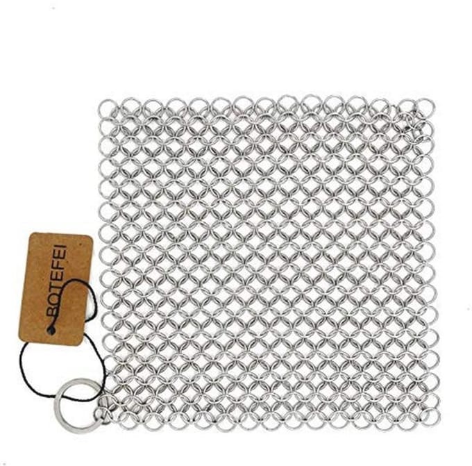 Premium Gietijzeren Chainmail Scrubber - Effectieve Reiniger voor Pannen en Potten
