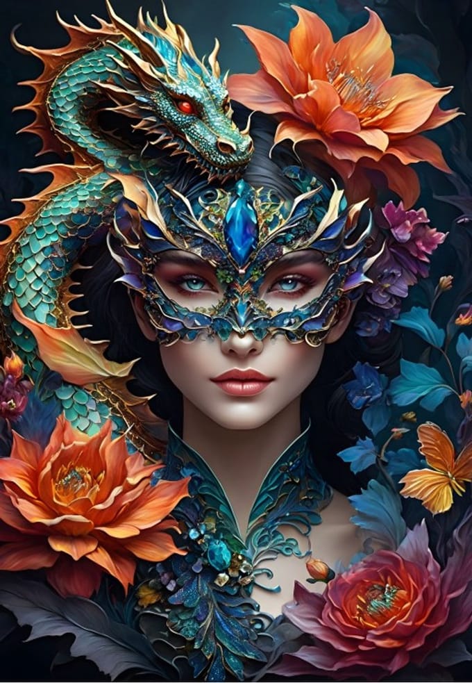 Bluebird Puzzle legpuzzel Lady with a Dragon - 1000 stukjes puzzel.
