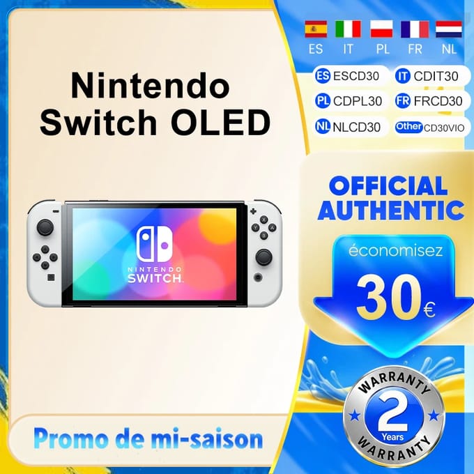 Nintendo Switch OLED-model Joy-Con-handgreep Verbeterde audio Verstelbare console Stabiele tv-modus Videogame-model 7'' scherm White