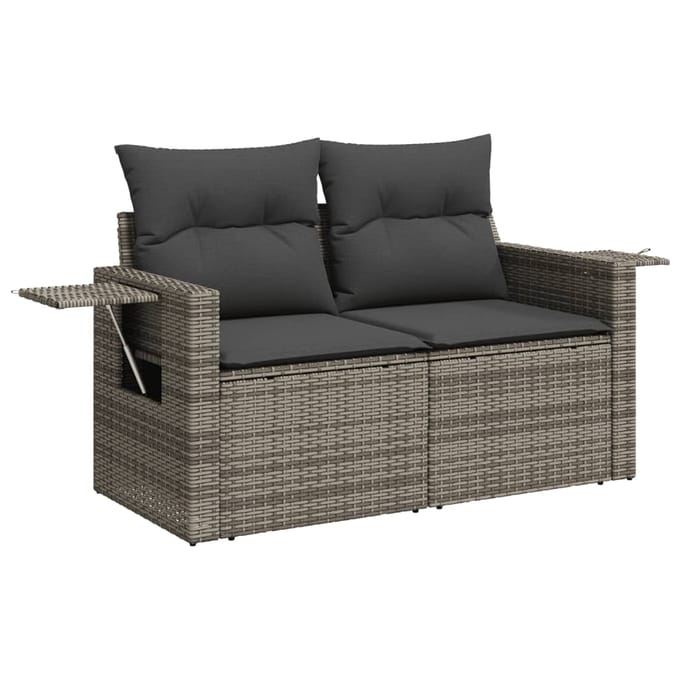 vidaXL - 9-delige - Loungeset - met - kussens - poly - rattan - grijs
