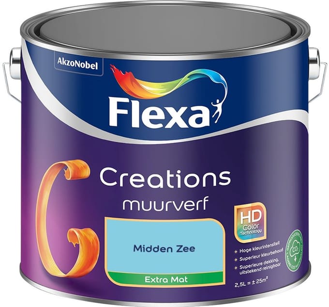 Flexa - Creations Muurverf Extra Mat - Midden Zee - Mengverf - 2,5 L