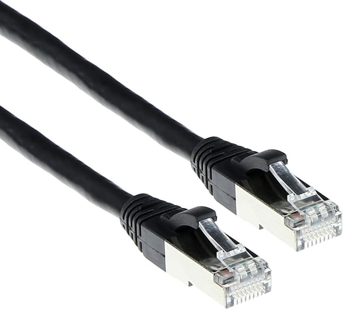 ACT Zwarte 20 meter LSZH SFTP CAT6A patchkabel snagless met RJ45 connectoren FB7920