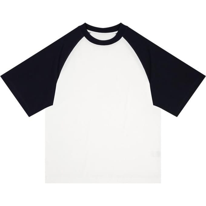 Casual Ronde Hals met Contrasterende Kleur G Zwaar Katoen Heren T-shirt met Korte Mouwen Zomer Raglan Losse Top Herenkleding S white
