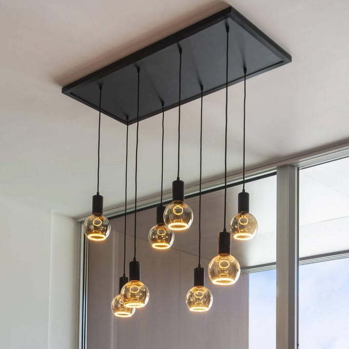 Segula hanglamp Madox 8X Wave, zwart, staal, E27