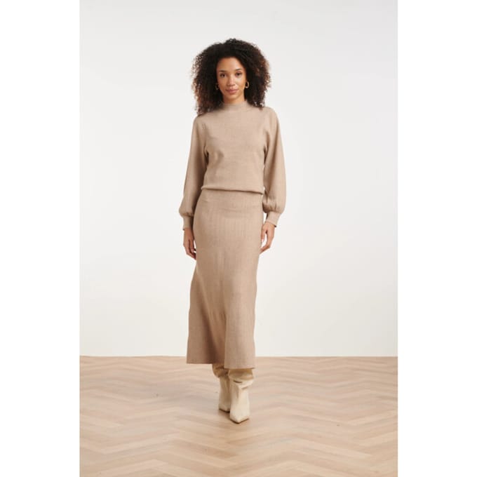 Smashed Lemon Gebreide midi rok met ribstructuur |