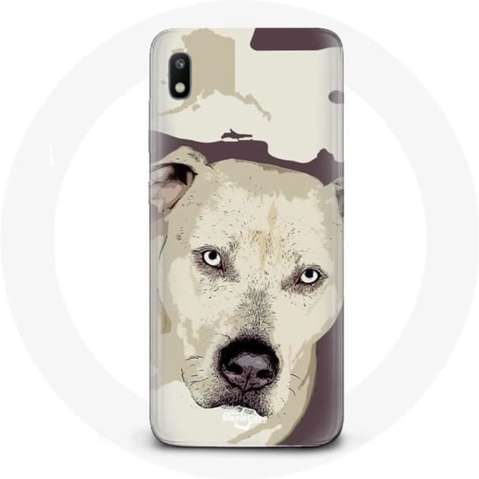 Hoesje voor Samsung Galaxy A10 Pitbull Hond Wit