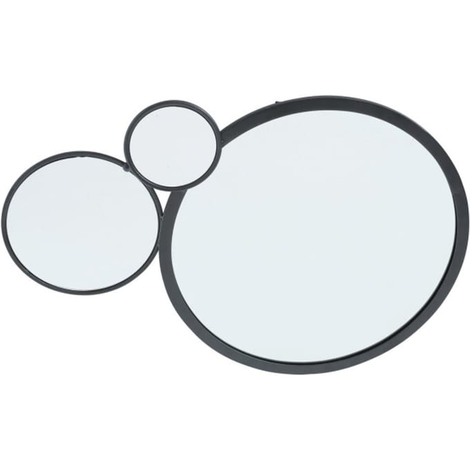 4goodz Jennifer Wandspiegel Rond 3 in 1 Metaal 75x50x3 cm - Zwart