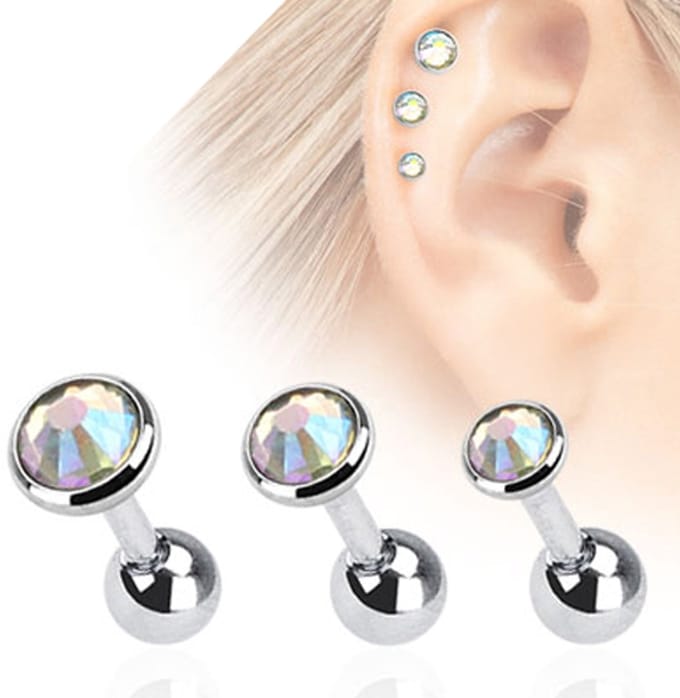 Voordeelset 3 pack oorpiercings 1.2x6 mm - multi kleur - LMPiercings