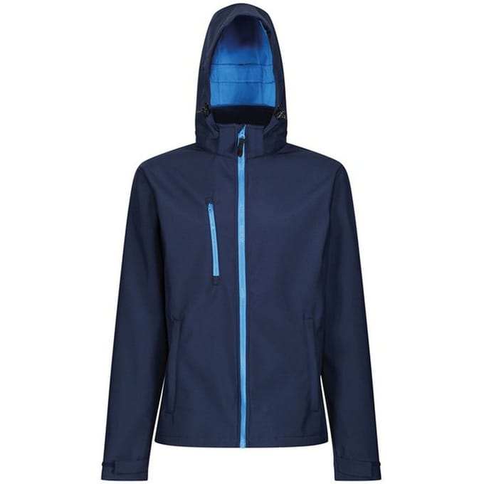 Regatta Venturer Jas met Kap en Zachte Shell Jas voor heren (Marine / Frans Blauw)