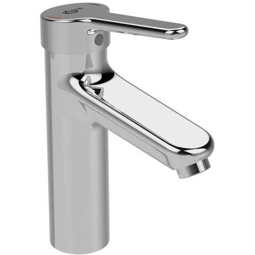 Ideal Standard Ceraplus 2 1-gats wastafelkraan m. vaste zelflegende uitloop m. greep 11cm verhoogd chroom