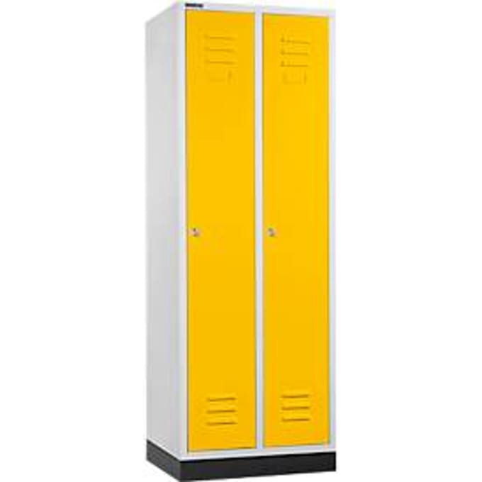 Schäfer Shop Select Kledinglocker, met 2 compartimenten, met fitting, cilinderslot, lichtgrijs/geel